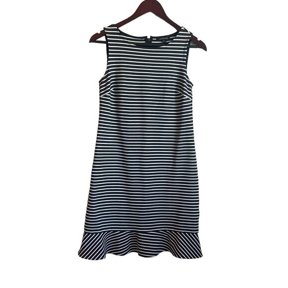 Lands End Women Dress Flounce Hem Size 2 Blue‎ White Striped Preppy Coastal - Picture 1 of 10